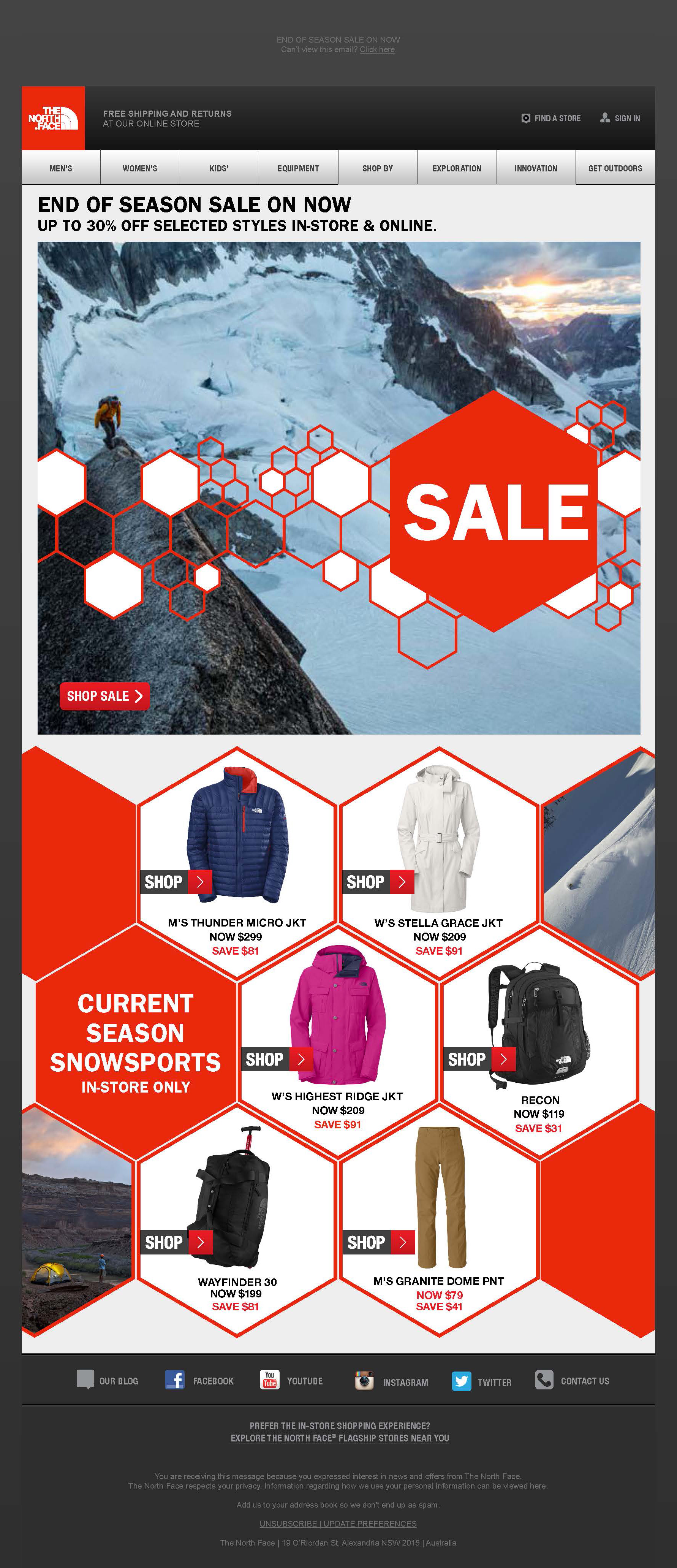 End of season sale with The North Face 